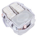 Caddy Storage Diaper - Grey &amp; White Organisateur de Caddy Portable Diaper Caddy - 100% Coton - Cadeau de douche de bébé parfait HCDP0048